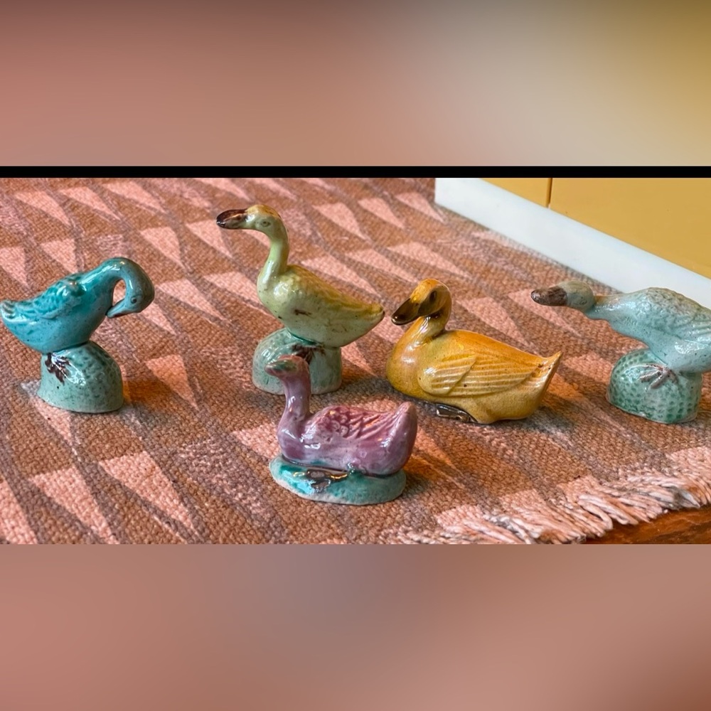 5 vintage German small duck figurines- free shipping